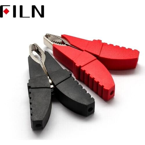 High Quali 2Pcs Plastic Handle Test Probe Metal Electrical Alligator Clips Connector Crocodile Clamp Red Black Battery Clamps