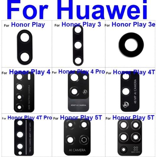 Back Rear Camera Glass Lens For Huawei Honor Play 3 3E 4 4T Pro Camera Glass Lens With Adhesive Sticker Glue Parts Repair