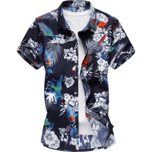20 Styles Summer Shirt Men Casual Short Sleeve Mens Floral Shirts Hawaii Casual Male Flower Print Beach Holiday Camisa 6XL 7XL