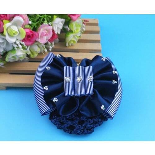 ASSP Sweet Girl Satin Bow Barrette Lady Hair Clip Cover Bowknot Bun Snood Women Hair Snood Hair Accessories