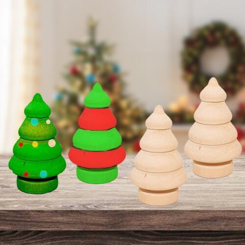 10 pcs Wooden Craftwork Decoration Christmas Table Decoration Handmade DIY Painting Wood Xmas Tree Home Decoration Children Gift
