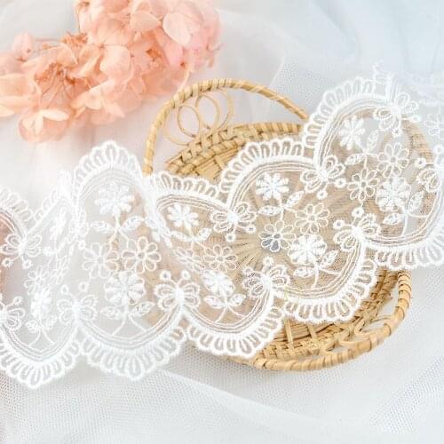 3/19Yards White Cotton Thread Embroidery Mesh Lace ribbon Fabric Trim Trimming DIY Clothing Wedding Decoration Sewing Accessorie