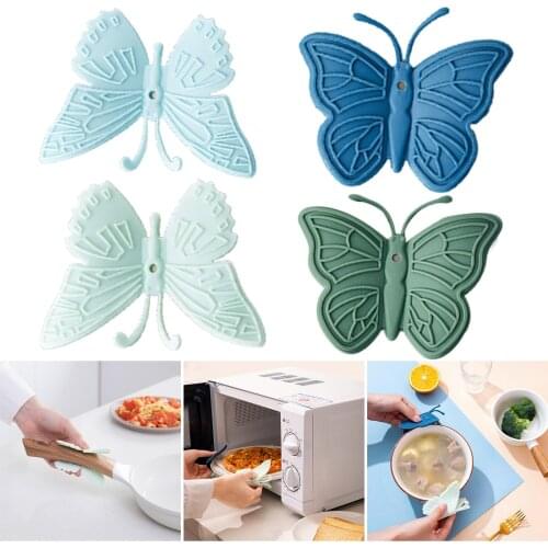 2 PCS Silicone Oven Mitts with Butterfly Shape Mini Style Food-Grade Silicone Heat-Resistant Washable for Kitchen J2Y