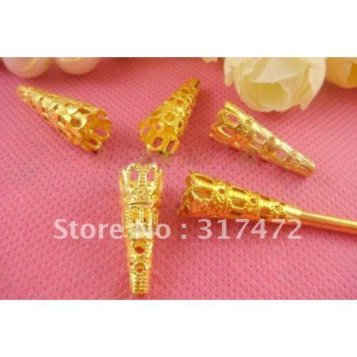 23mm Gold Plated Trumpet Flower Mental Beads Cap