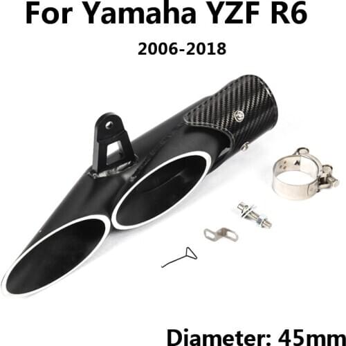 45mm Exhaust Muffler Pipe Silp on for Yamaha R6 2006-2018 Silencer System Aluminum Refit Motorcycle Tail Vent Tip Tubes