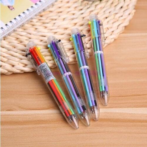 500pcs/lot Creative Multicolor Ballpoint Pen Lovely Oil Pen Stationery Press Six Color Oil Pen For Student Office School Supply
