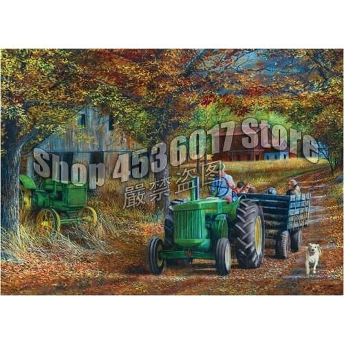 DIY Diamond Painting Farm Fall Diamond Embroidery Full Square Rhinestone Farmer and dog Diamond Mosaic Cross Stitch Decor Crafts