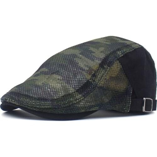 Unisex Summer Berets Hat Men Women Breathable Mesh Sun Visors Camouflage Beret Caps Net Herringbone Flat Cap Boina Hombre