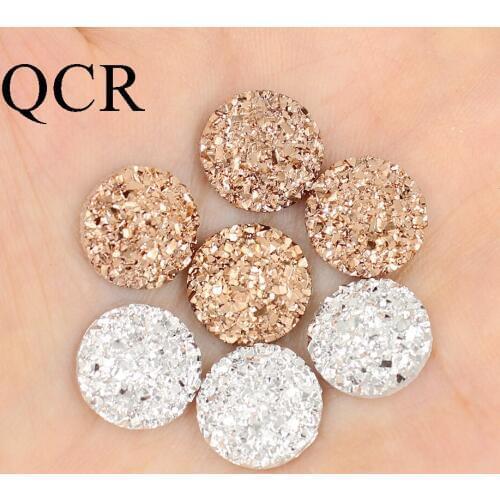Free Shipping 48pcs/lot Size 12mm bronze C Round Shape Flatback Scrapbooking for phone/wedding AB Resin Beads