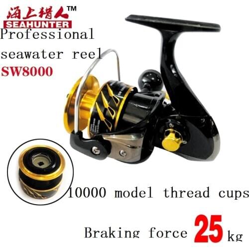 Free shipping spinning wheel 8000/10000 2 PCS LINE CUPS 25 kg drag jigging and popping reel All metal Professional seawater reel