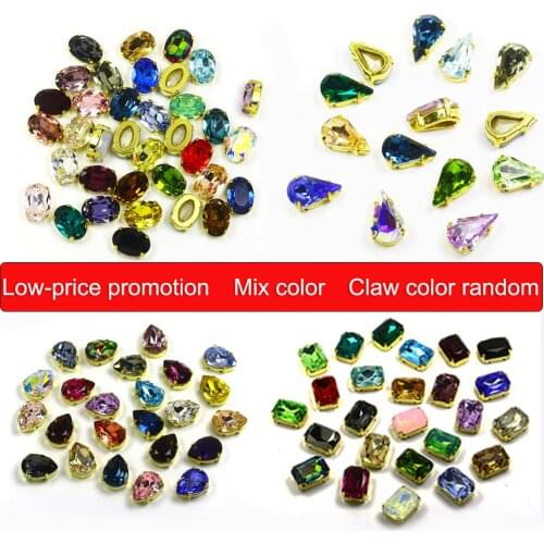 Glitter Glass Mix Style Cristal Rhinestones With Claw Sew On Rhinestone Appliques Strass Stones For Needlework Clothe