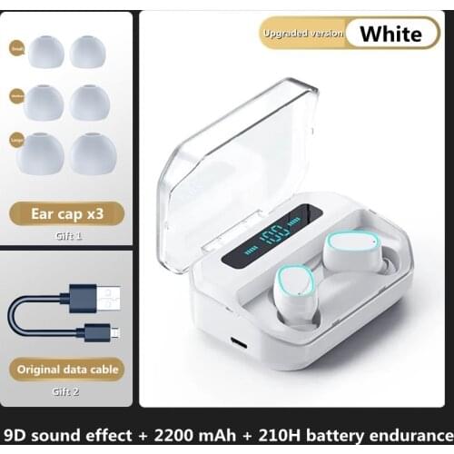 Bluetooth 5.0 Earphones TWS 2200mAh Charging Box Wireless Headphone 9D Stereo Sports Waterproof Earbuds Headsets With Microphone