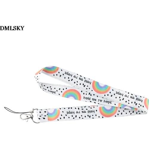 DMLSKY Rainbow Wave point Keychain Phone Lanyard Cartoon Punk Neck Strap for Keys ID Card Mobile Phone Lanyards M4689