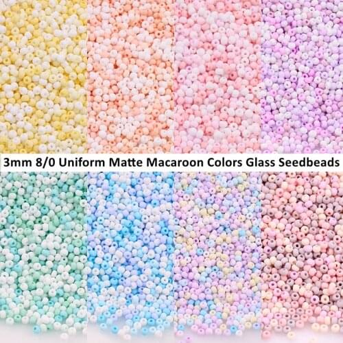 3mm Matte Glass Seedbeads Macaroon 8/0 Uniform Round Spacer DIY Beads For Handcraft Sewing Supplies Jewelry Accessories 330Pcs