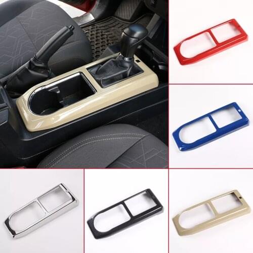 Car Central Control Gear Shift Box Water Cup Panel Cover Trims ABS Carbon Fiber For Toyota Tacoma 2016-2020 Interior Accessories