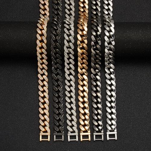 Classic Fashion Cuba Chain Bracelet Necklace Men 13mm Width Chain Necklaces For Men Choker Jewelry Sets Gift Collar De Hombres