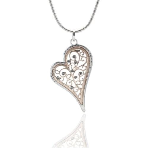 ELOHYI Long Heart Necklace for Women Vintage Statement Geometric Pendants Women Fashion Jewelry Collares Mujer Kolye Jewelry