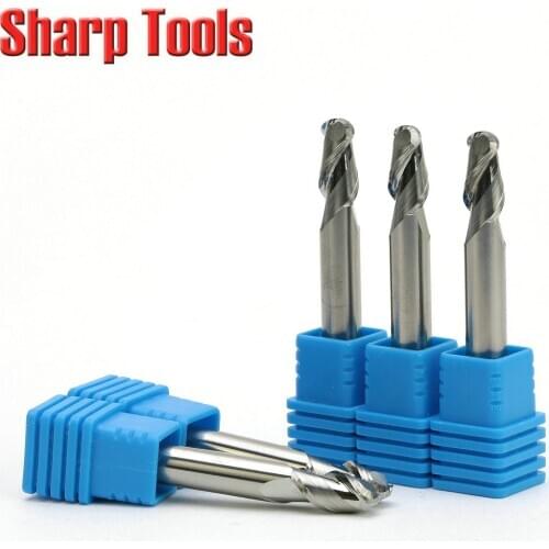 6*15mm 2 Flute Ball Nose Tungsten Carbide Milling Cutter for Aluminum Spiral Engraving CNC Router Tools Aluminium Cutting Bits