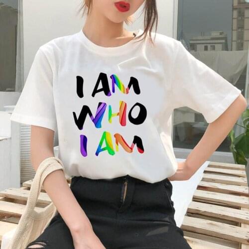 Summer Ladies T-shirt Casual Regular Women Top Tshirt Women Print Rainbow Round Neck Short Sleeve Tshirt Female Clothing