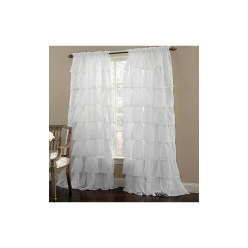 Customized Multi-layer Ruffled Lace Tulle Curtain for Girls Bedroom Semi-shade White/green/pink Sheer Curtains for Living Room