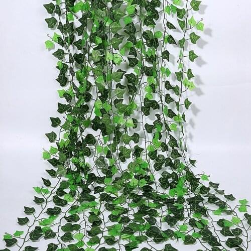 2M Artificial Fake Vine Ivy Plant Silk Green Leaf Artificial Leaves For Festival Wedding Party Home Decoration Wall Hanging