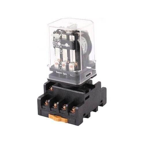 JTX-3C DC 24V Coil 11P 3PDT 3NO 3NC Power Relay + Base Socket