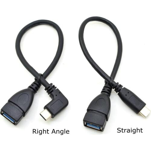25CM Elbow USB 3.1 Type-C male to USB 3.0 A female OTG extension cable USB-C for Macbook Pro, Samsung Note 8, Dell XPS 15, etc