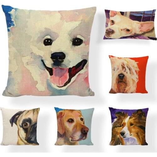 Real Capa Lying On The Dog Decorative Pillows Moden Animal Style Dog Cushion Cover Printed Sofa Decorative Throw Pillows Case