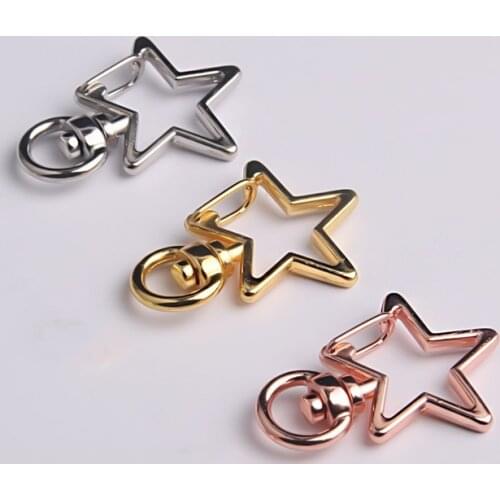 10Pcs Metal Five-pointed Star Key Ring Spring Rings Openable DIY Craft Lobster Clasp Key Hook Chain Jewelry Making For Keychain