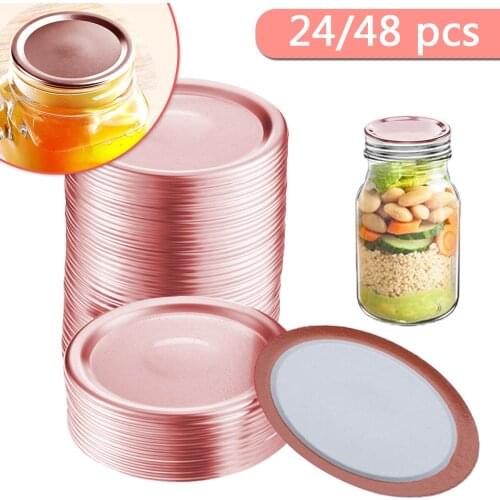 24/48 Pcs Mason Canning Jar Lid Cover Regular Wide Mouth Reusable Leak Proof Jam Candy Spices Cookie Seal Storage Lid 70/86 mm
