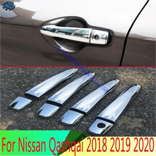 For Nissan Qashqai 2018 2019 ABS Chrome Door Handle Cover Without Smart Key Hole Catch Cap Trim Molding Accessories