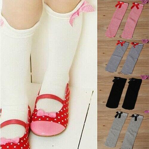 Hot Selling Fashion Baby Girl Toddler Kids Knee High Length Cotton Socks Bow Frill 1-8Years