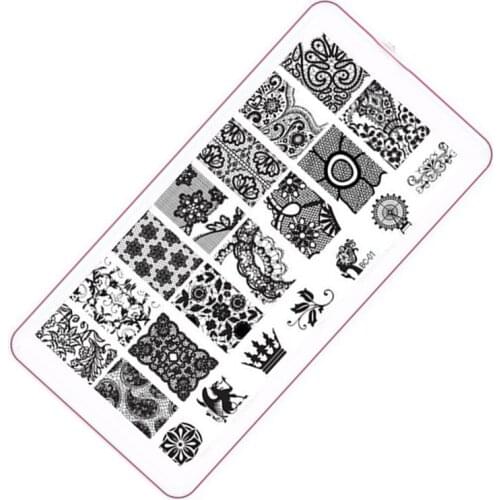 Laced All Series Metal nail Stamping Image Konad Plate Print Nail Art Template Classic Lace Flower Beauty BC01