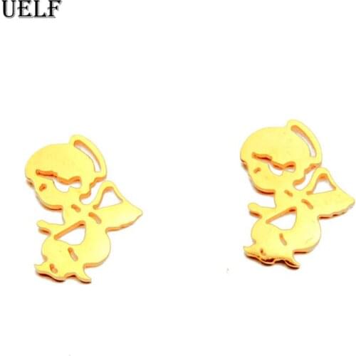 Uelf Minimalist Earrings Minimal Climbers Dainty Hollow Out Angel Wing Studs For Women Girls Gift