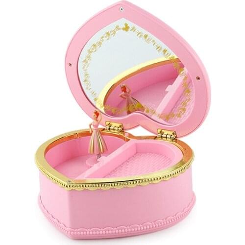 Dancing Girl Music Jewelry Box with Mirror Birthday Gift Desktop Decoration Music Trinket Fashion White Valentine Gifts