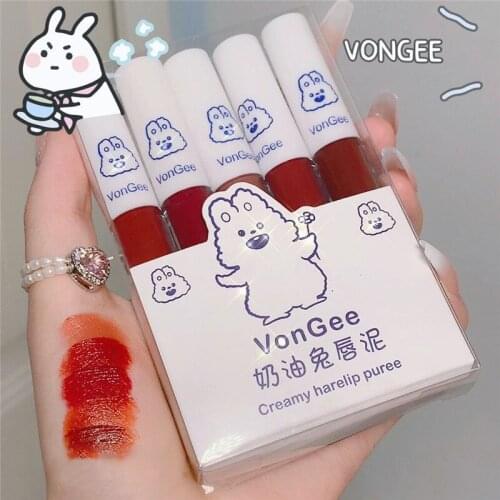 5PCS Lip Gloss Set Matte Finish Velvet Lipstick Suit Sexy Red Lips Makeup Waterproof Lasting Lip Tint Pen Cosmetic Lipsticks