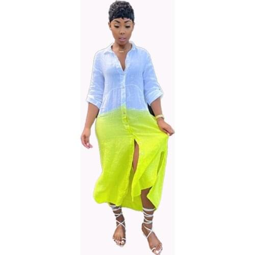 Echoine Solid Color Elegent Turn Down Collar Shirt Dress Lace Up Pleated Stacked Long Maxi Dresses Party Vintage Vestidos Summer