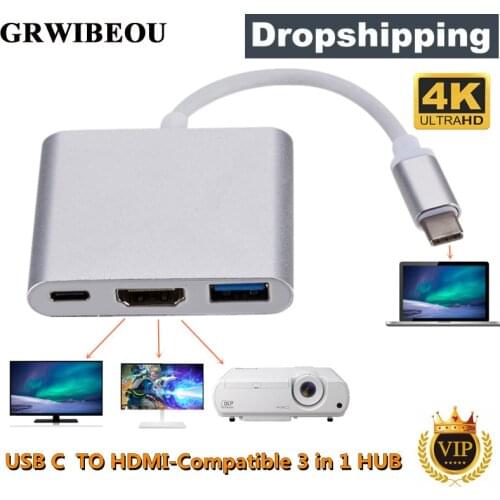 USB 3.1 Converter Usb C to HDMI Type C Hdmi Adapter 3 in 1 Type C to hdmi HDMI/USB 3.0/Type-C Aluminum For Apple Macbook adapter