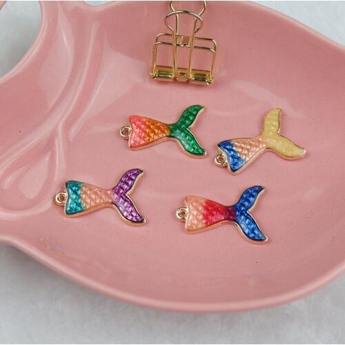 10PCS Alloy Multi Color Mermaid Tail Charms Pendants Handmade Hanging Decoration Findings Jewelry Making Accessories