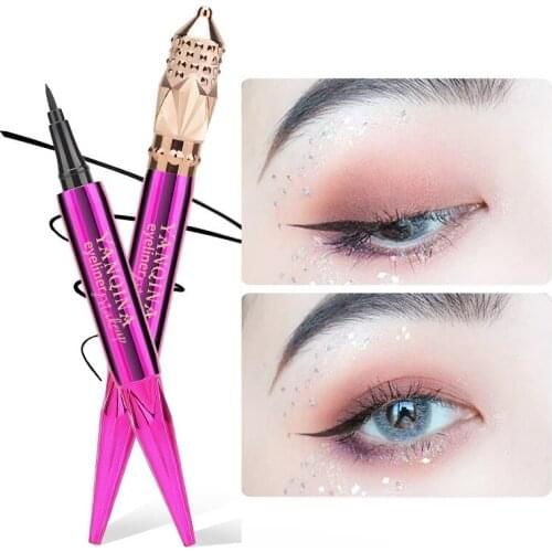1Pcs Eyeliner Black Liquid Waterproof Sweat-Proof Long-Lasting Quick-Drying Not Greasy Smooth Cosmetic Beauty Natural Makeup