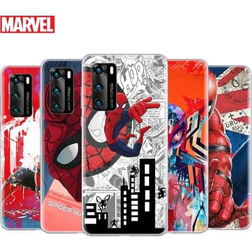 Transparent Cover Marvel Avengers Spider-Man For Huawei P40 Lite E P30 P20 P10 P9 P8 Pro Plus Lite mini 2019 Phone Case