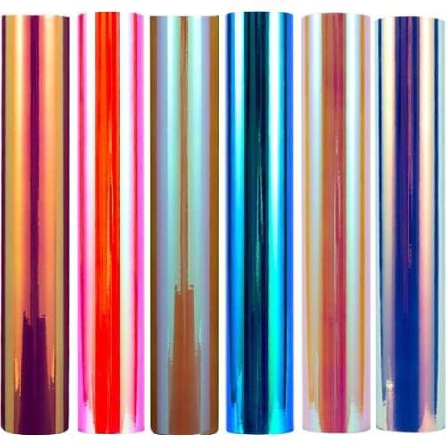 SUNICE 1.22m*0.5m Craft Iridescent Holographic PVC Vinyl One Sheets Rainbow Film Craft Cricut DIY Design Festival Adhesive