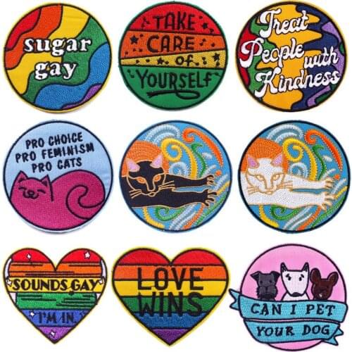 Rainbow Patch for Clothing Iron on Embroidered Patches on Clothes Cute Animal Stickers Patches Letter Badge Patch Jacket DIY