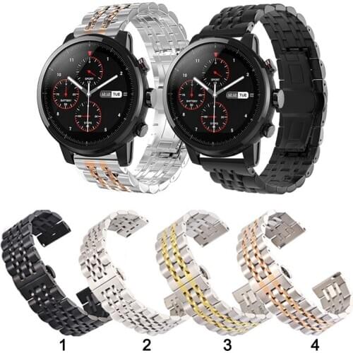 20mm 22mm Stainless Steel Watch Band Strap with Butterfly Clasp for Huami Amazfit Stratos 2 2S 3 Replacement strap