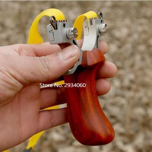High Precise Shooting Slingshot Stainless Steel Catapult +Wood Handle with Powerful Rubber Band Outdoor Hunting Games