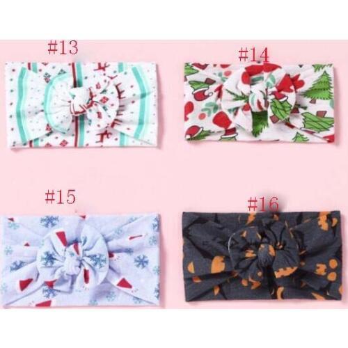 Christmas Floral Print Nylon Headbands,Snow Print Hair Bow Headband, Newborn Girls camouflage Nylon Turban Head Wraps 30pc/lot