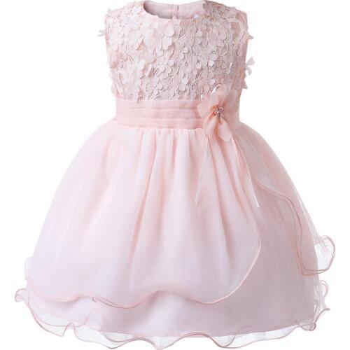 Pink Floral Lace Baby Girl Dress Princess Newborn Girl Christening Gown for Baby Baptism 1 Year Birthday Party Wedding Dress
