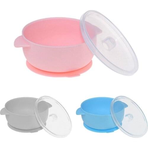 Silicone Baby Bowl With Lid 100% Silicone Without Bpa Non-Toxic Material For Independent Feeding