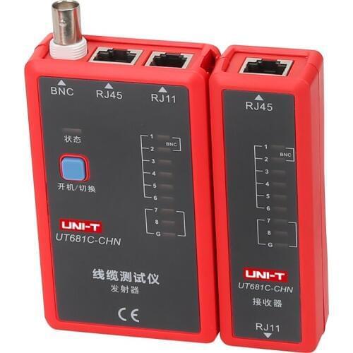 UNI T UT681C RJ45 RJ11 BNC Cable lan tester Auto Network Cable LED Tester Ethernet/telephone Repair Tool Fast /Slow mode