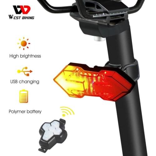 WEST BIKING USB Rechargeable Turning Signal Cycling Taillight MTB LED Bicycle Light Wireless Remote Control Bicycle Accessories